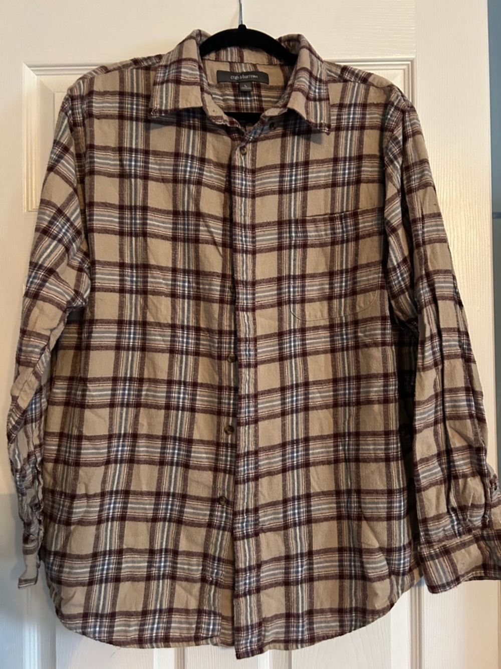 croft & barrow Beige and Brown Plaid Button-Down flannel Shirt
